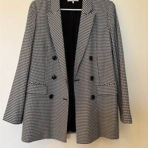 Wayf Black and White Houndstooth Blazer